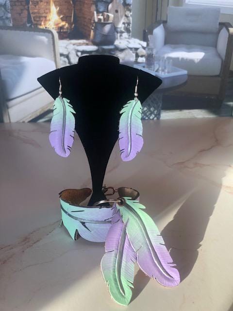 Handmade Leather Feather Earrings: Western Cowgirl Style - Image 4