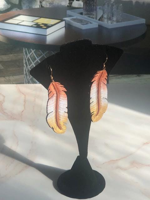 Western Leather Feather Earrings | Cowgirl Boots Accessories - Image 5
