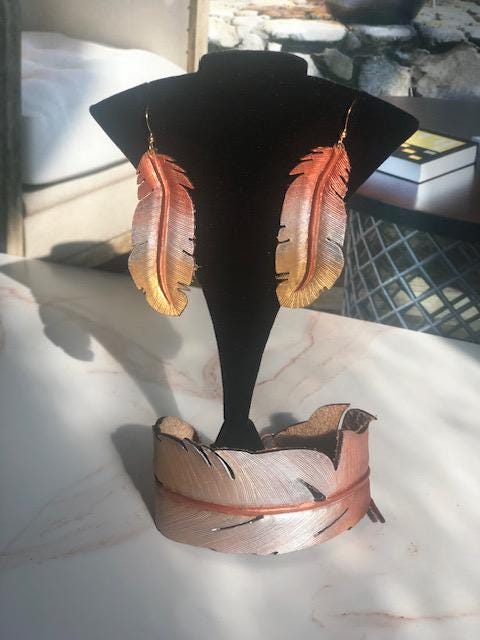 Western Leather Feather Earrings | Cowgirl Boots Accessories - Image 2