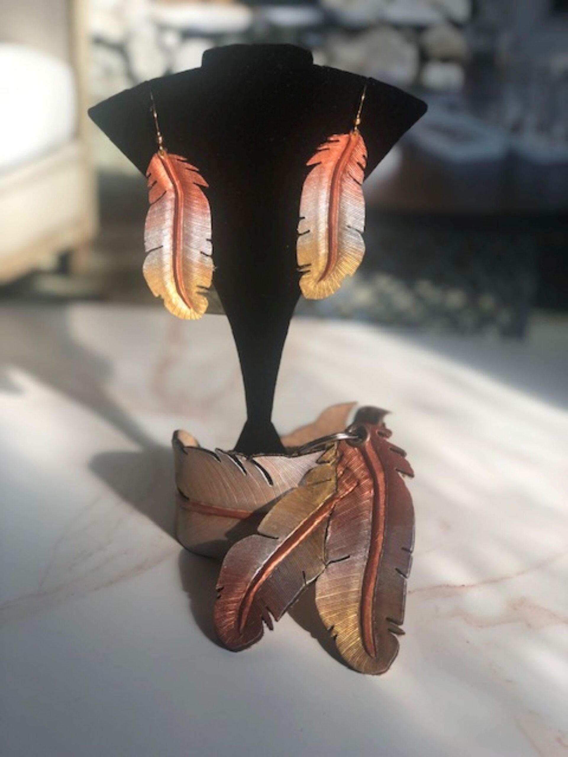 Western Leather Feather Earrings | Cowgirl Boots Accessories - Image 3