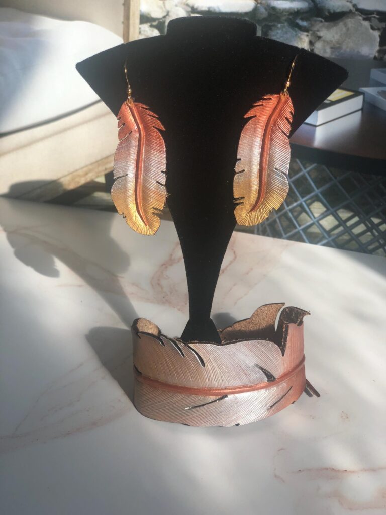 Western Leather Feather Earrings | Cowgirl Boots Accessories
