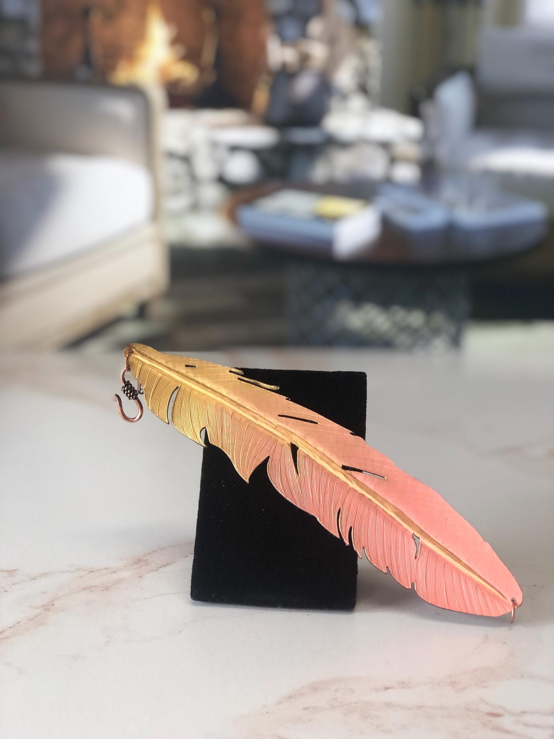 Hand-Painted Feather Leather Bracelet: Customizable Statement Jewelry - Image 3