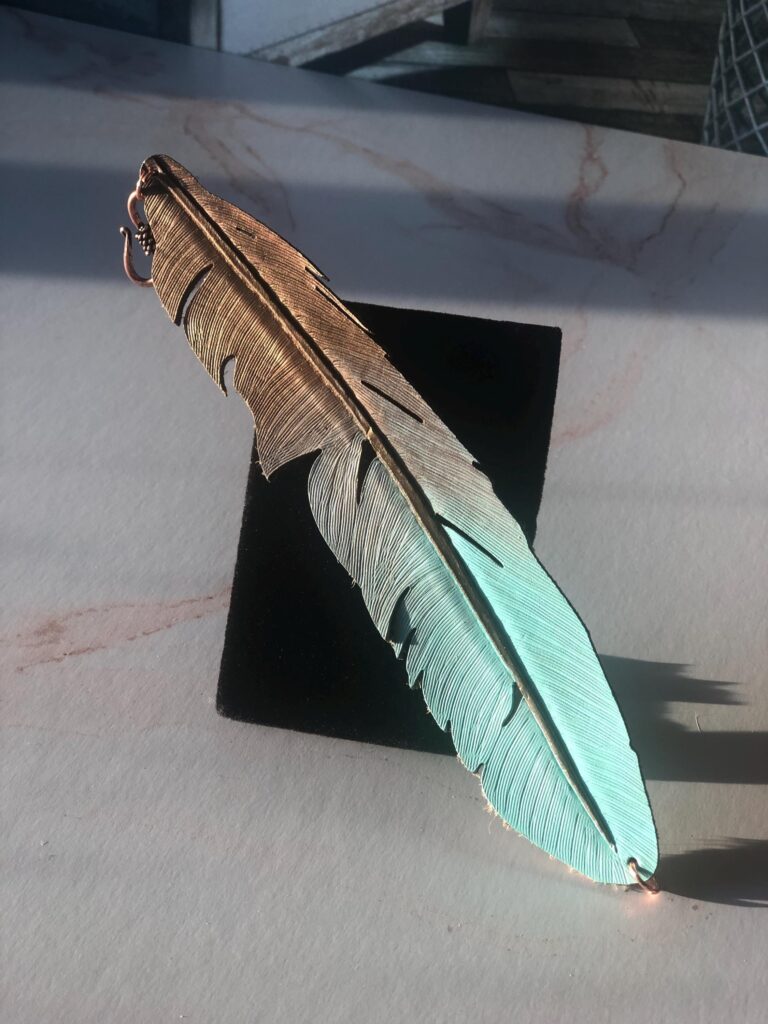 Hand-Painted Feather Leather Bracelet: Customizable Statement Jewelry