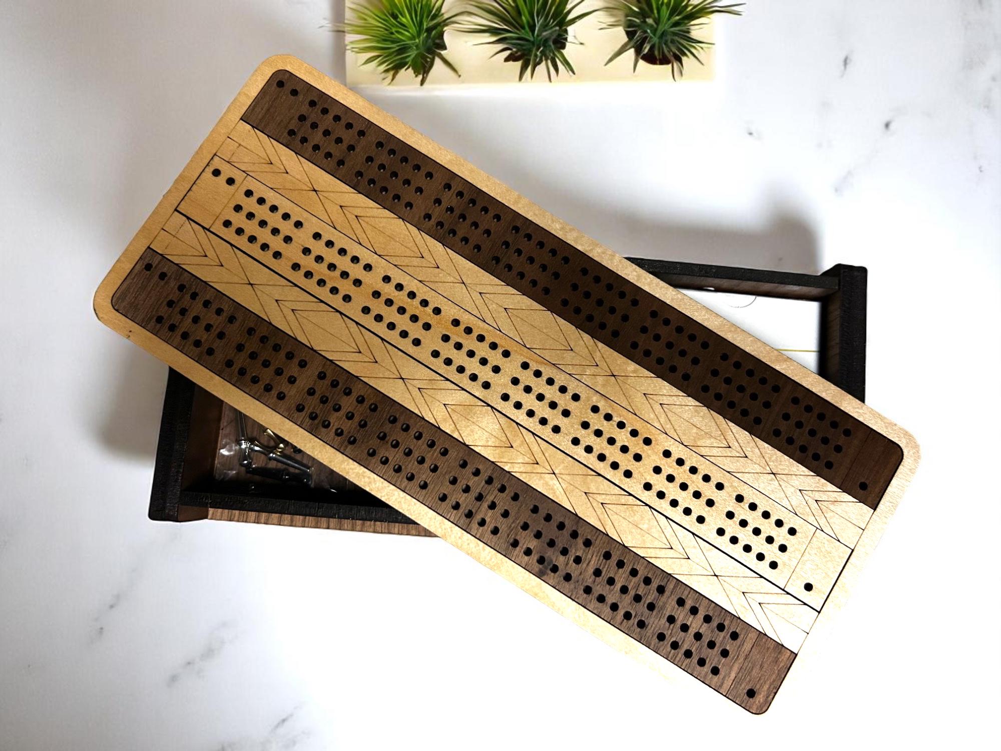 Personalized Wooden Travel Cribbage Board with Card & Peg Storage – Custom Engraved Portable Game for Road Trips, Cabins, Groomsmen Gifts - Image 11