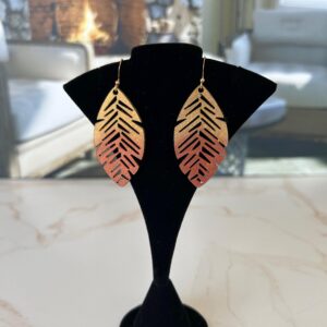 Painted Leather Leaf Earrings: Cowgirl Rodeo Jewelry