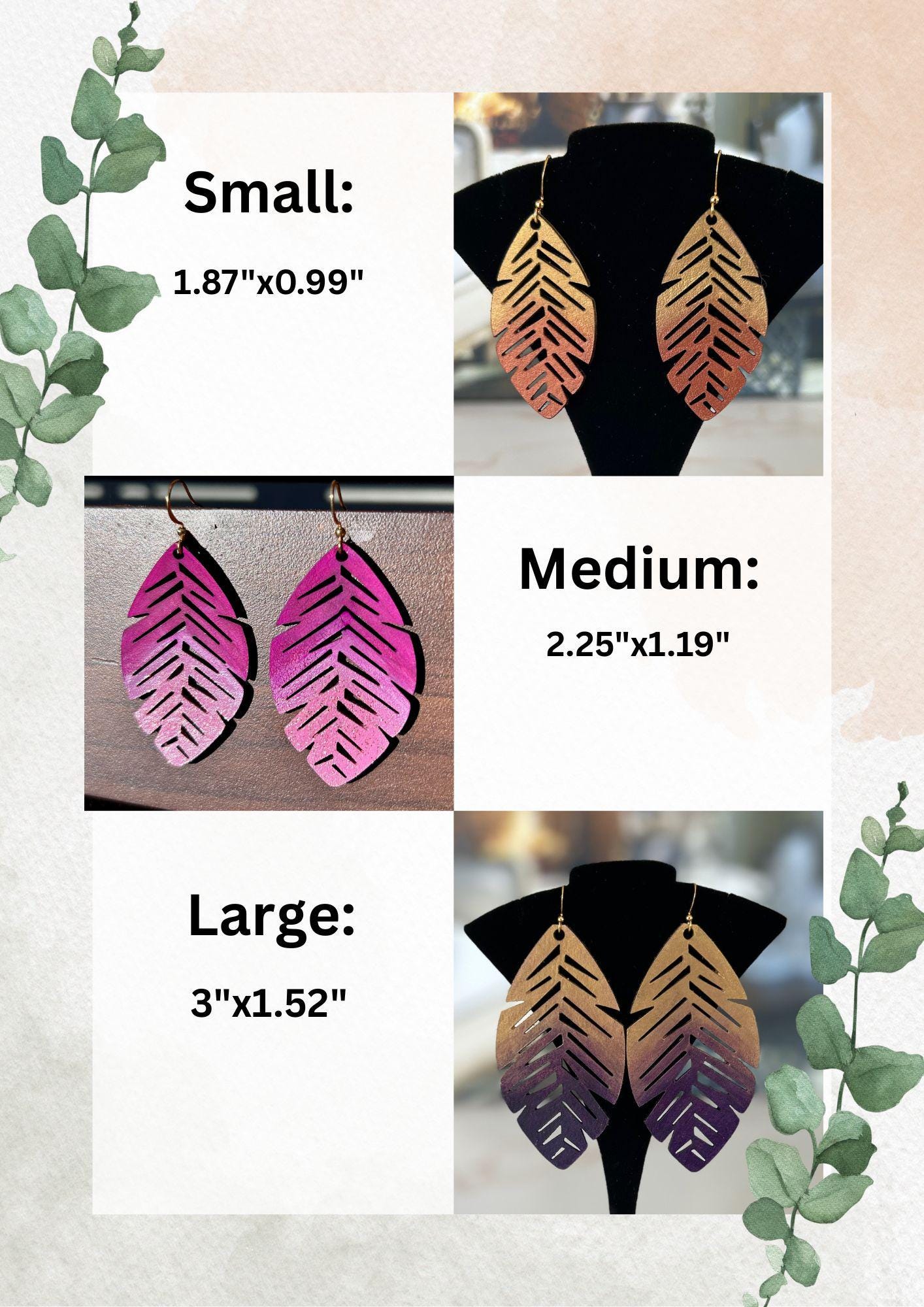Painted Leather Leaf Earrings: Cowgirl Rodeo Jewelry - Image 8