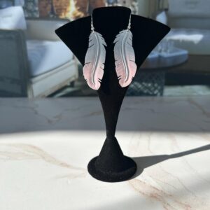 Western Leather Feather Earrings | Cowgirl Bachelorette Party Accessories Gray and Pink