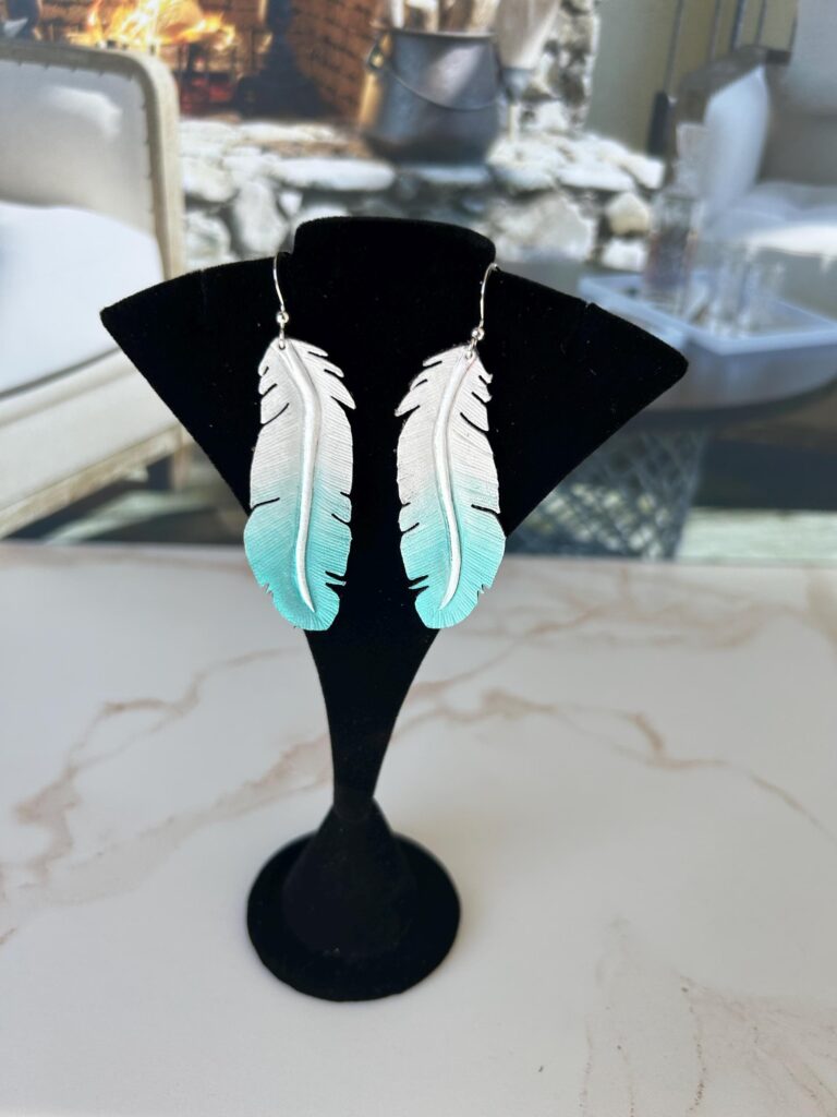 Leather Feather Dangle Earrings, Hand Carved Rodeo Earrings, Western Fashion Jewelry, Lightweight Handmade Gift, Handmade Artisan Gifts