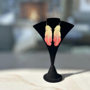 Western Leather Feather Earrings | Cowgirl Bachelorette Party Accessories in Gold