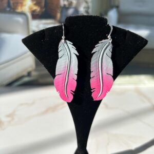 Western Leather Feather Earrings | Cowgirl Bachelorette Party Accessories in Hot Pink