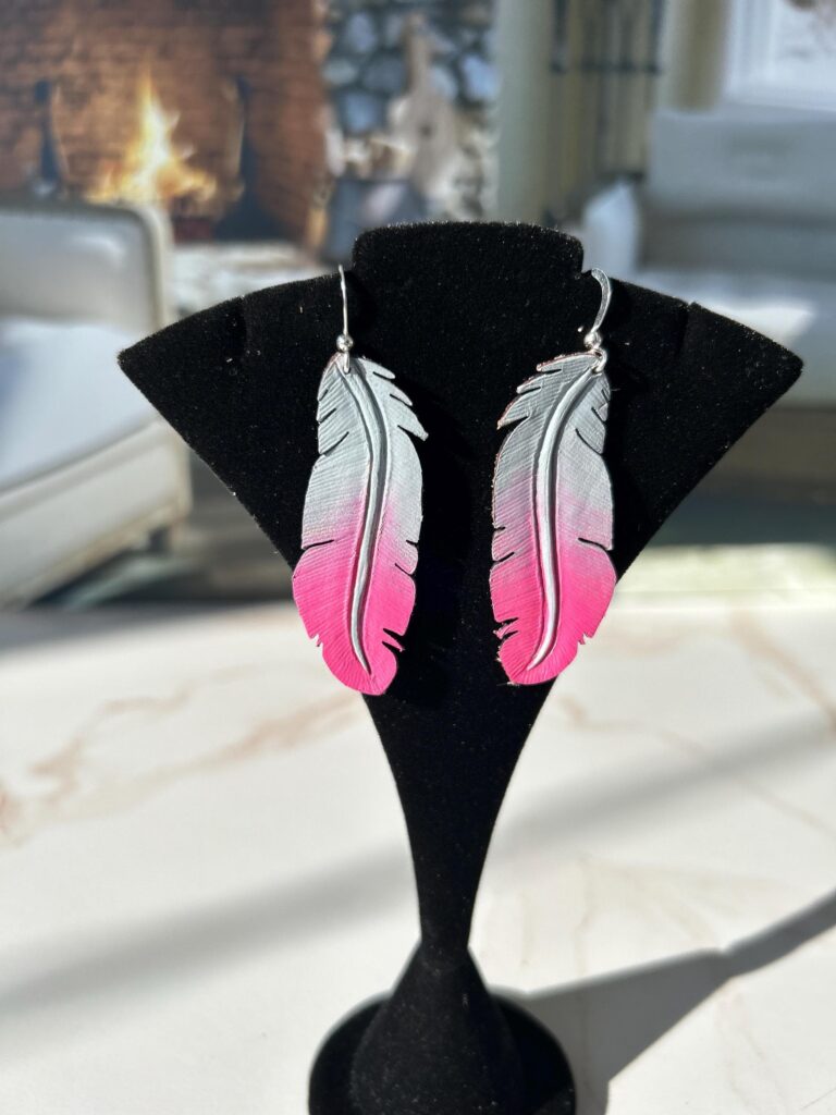 Western Leather Feather Earrings | Cowgirl Bachelorette Party Accessories in Hot Pink