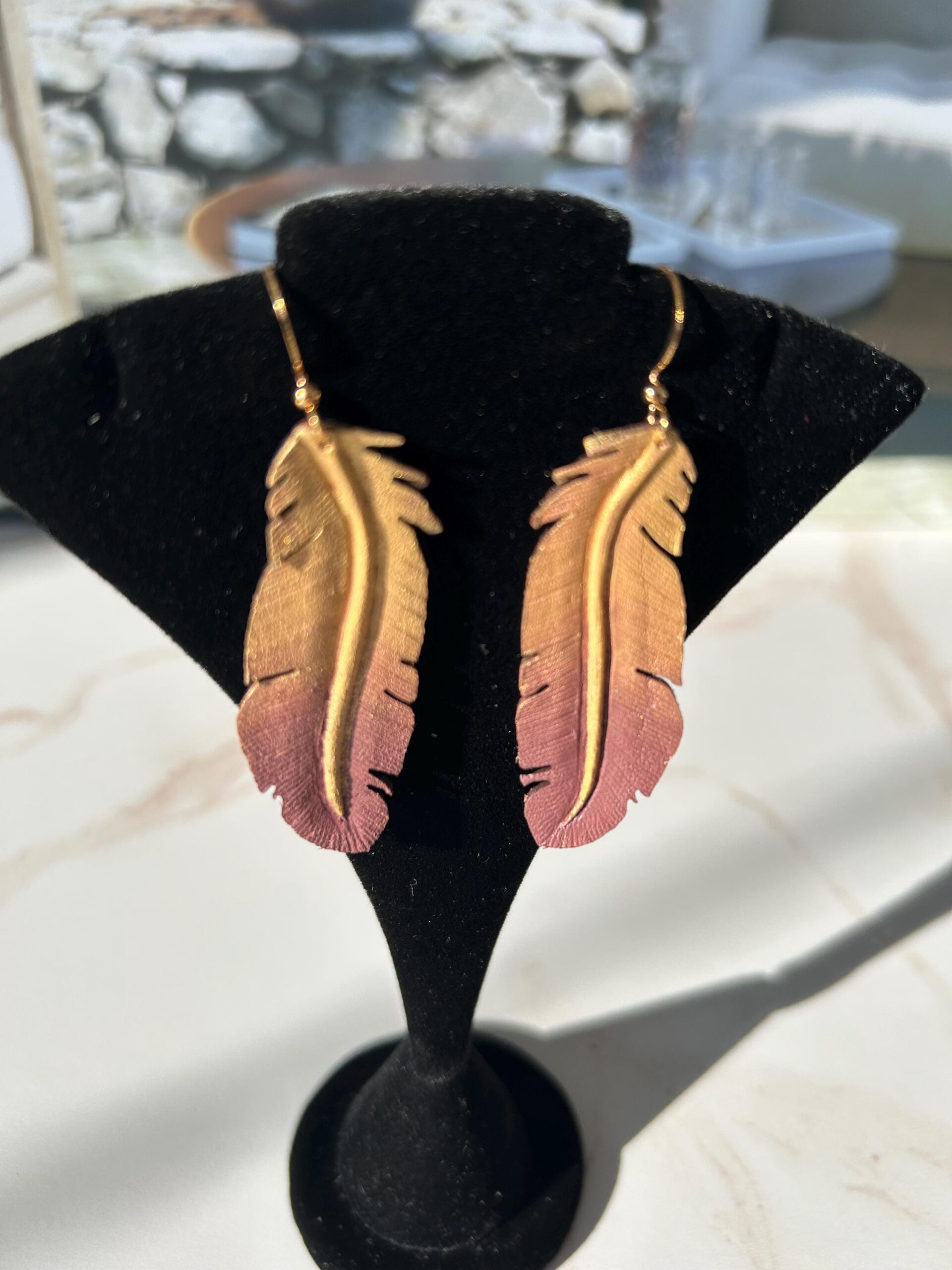 Western Leather Feather Earrings | Cowgirl Bachelorette Party Accessories - Image 2