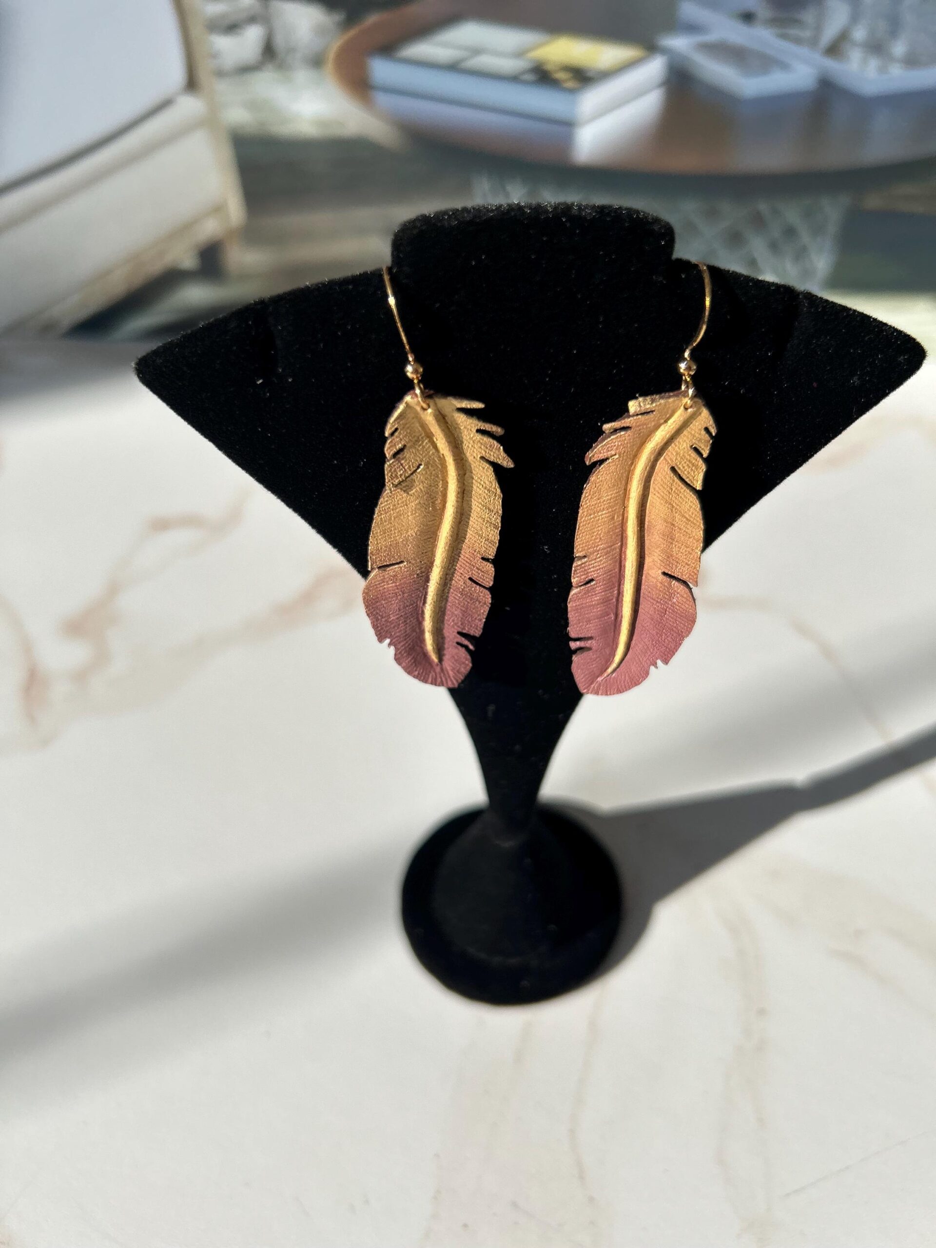 Western Leather Feather Earrings | Cowgirl Bachelorette Party Accessories - Image 6