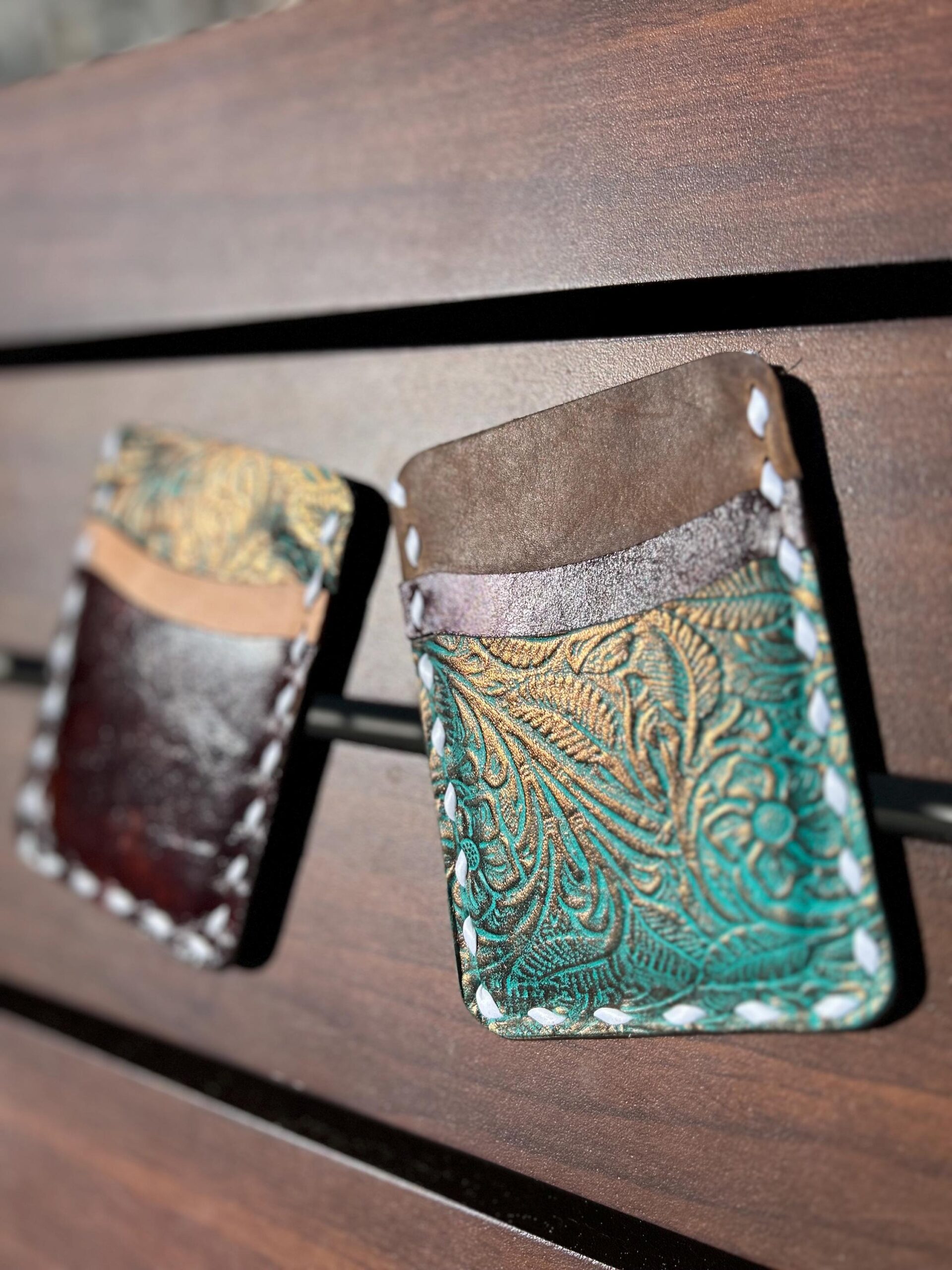 Slim Leather Wallet, Leather Pocket Wallet – Hand-Sewn, Slim Card Holder, Handmade card holder - Image 3