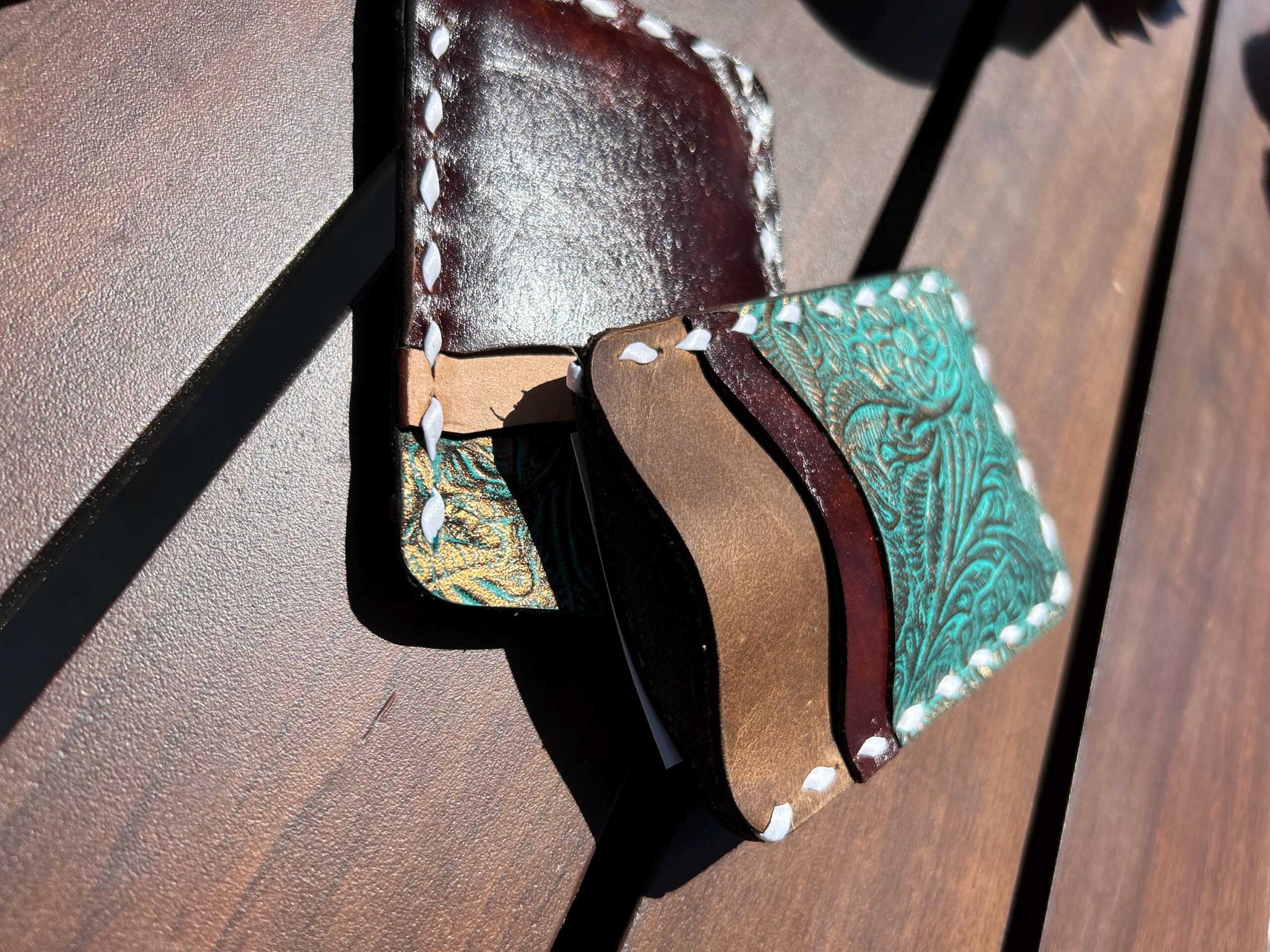 Slim Leather Wallet, Leather Pocket Wallet – Hand-Sewn, Slim Card Holder, Handmade card holder - Image 4