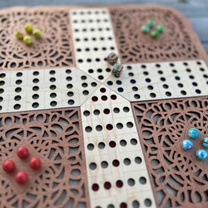 Handcrafted Wood Family Game with Storage Box | Rustic Cabin Gift | Holiday Family Keepsake