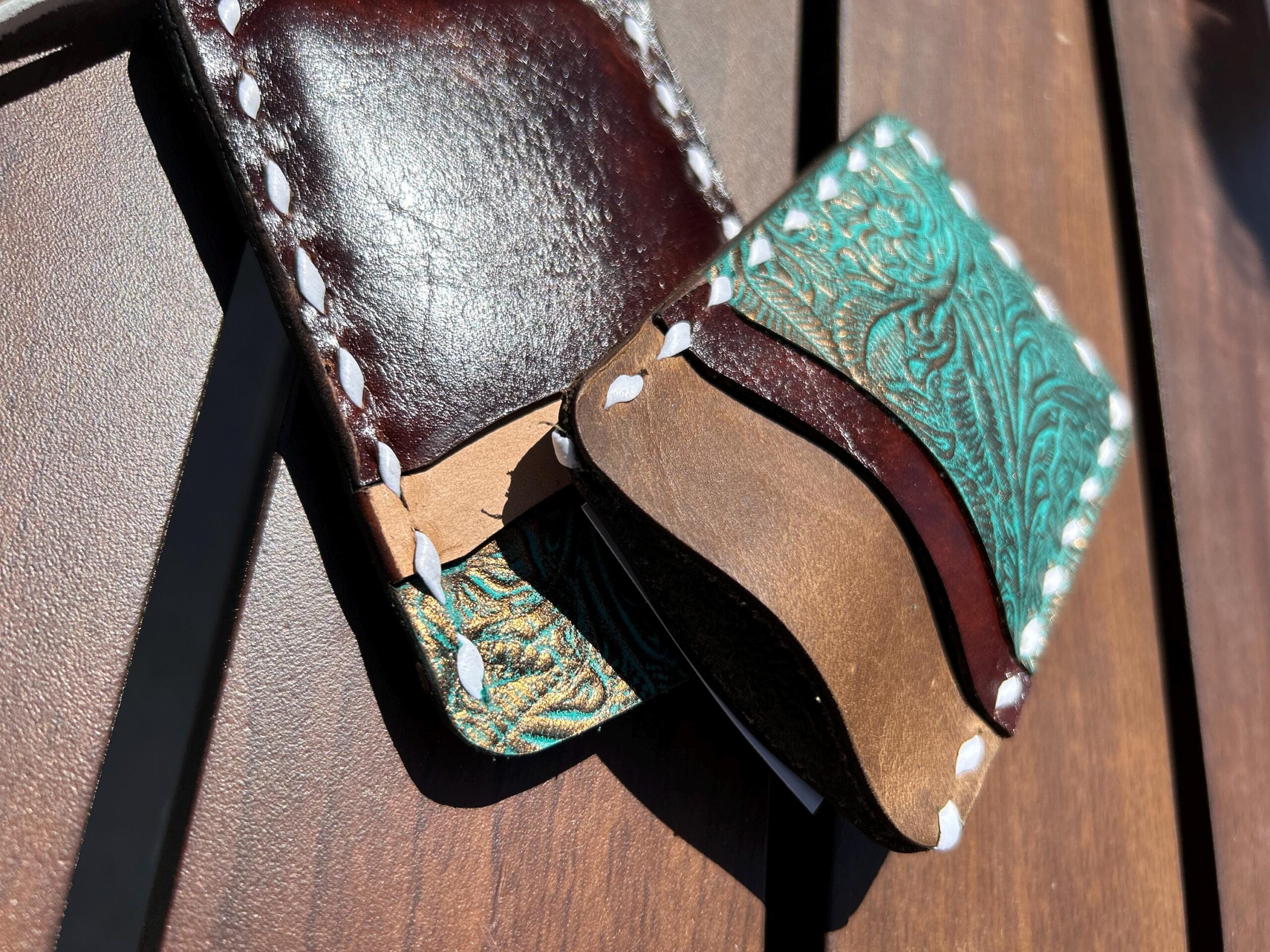 Slim Leather Wallet, Leather Pocket Wallet – Hand-Sewn, Slim Card Holder, Handmade card holder - Image 2