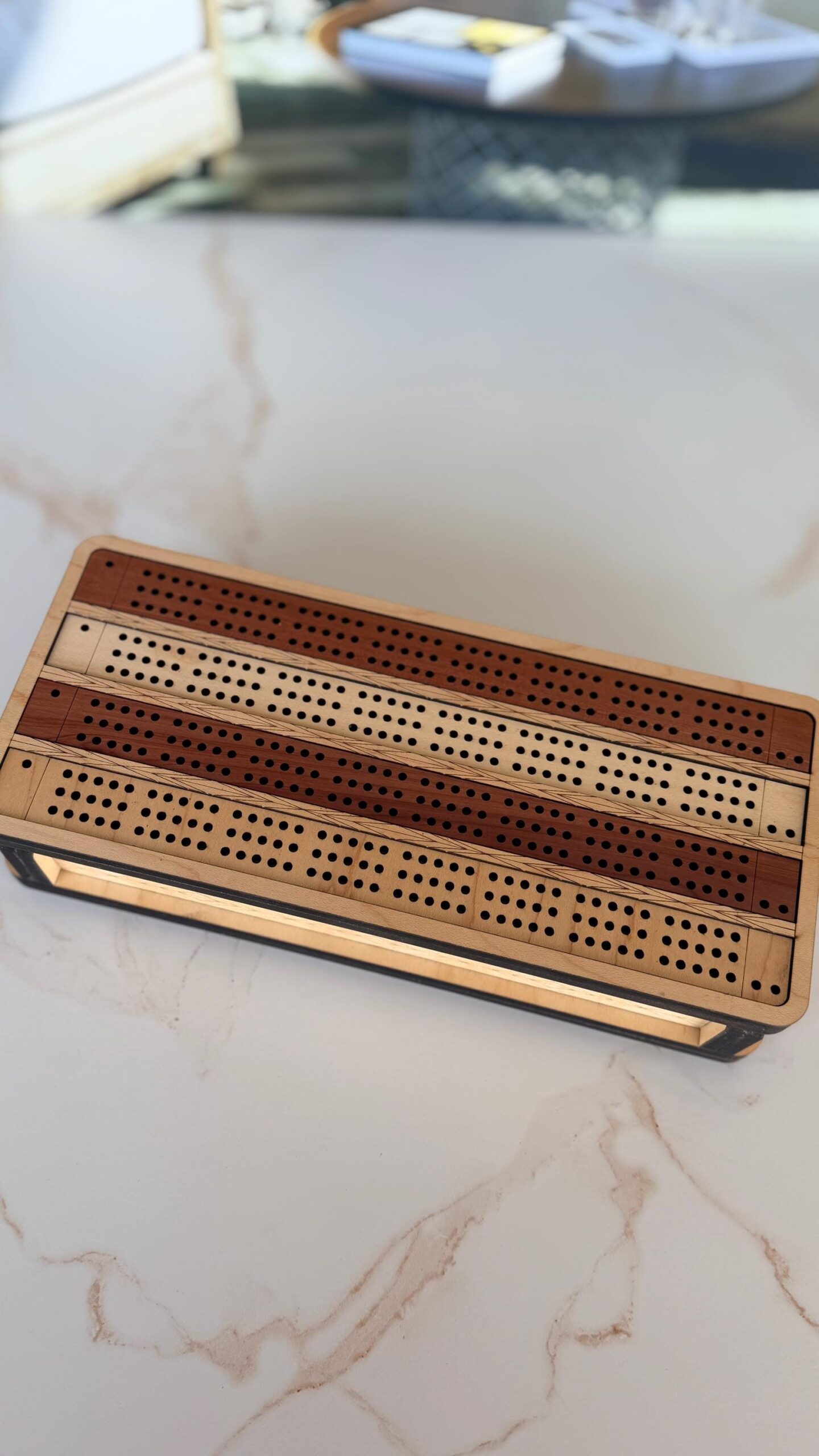 Custom Cribbage Game with Card & Peg Storage, Engraved Family Game for Road Trips, Cabins, Groomsmen Gifts, 4-Track Board, Heirloom Gift - Image 2