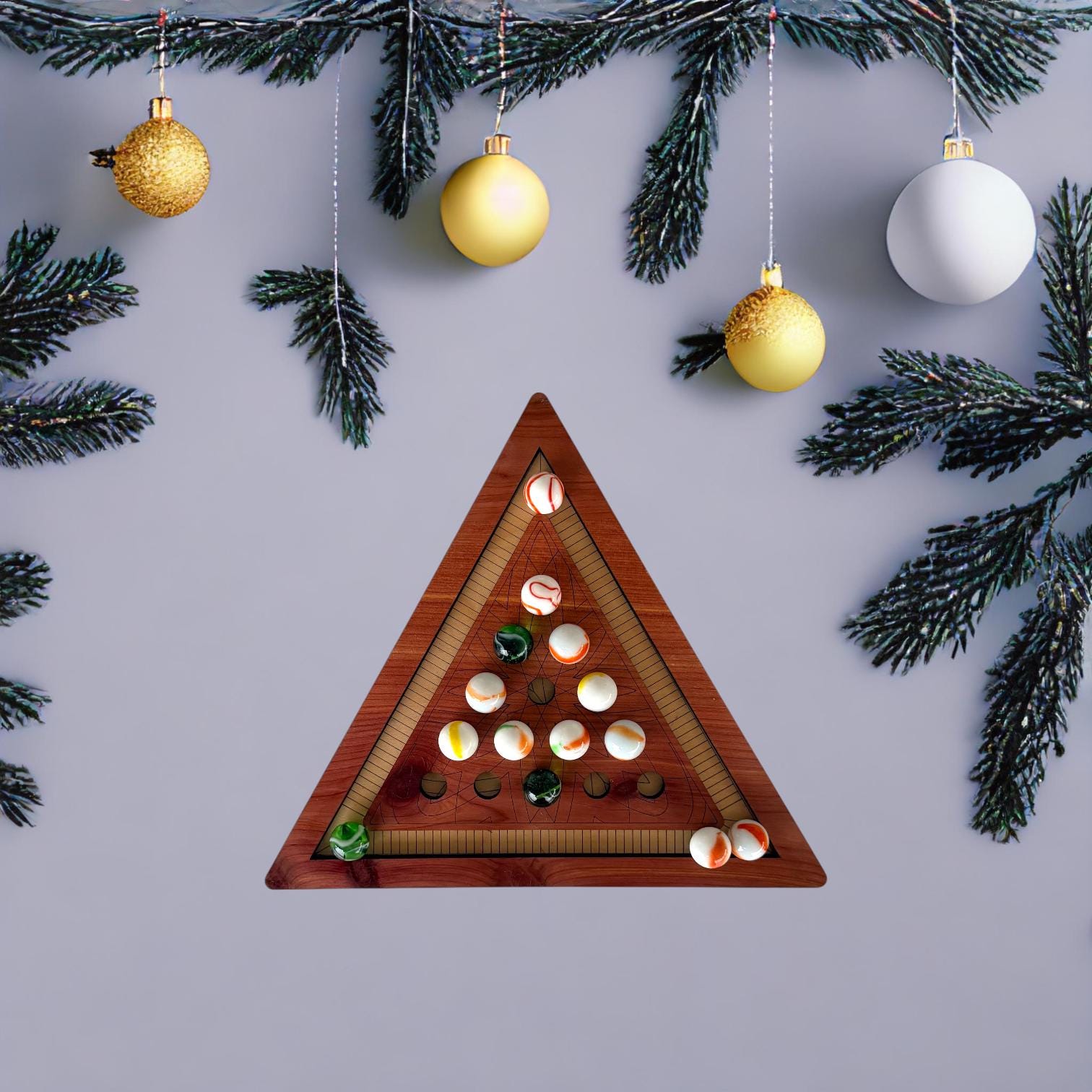 Handcrafted Wooden Triangle Solitaire Game – Heirloom Gift | Geometric Brain Teaser | Artisan Wood Gift | Rustic Home Decor - Image 2