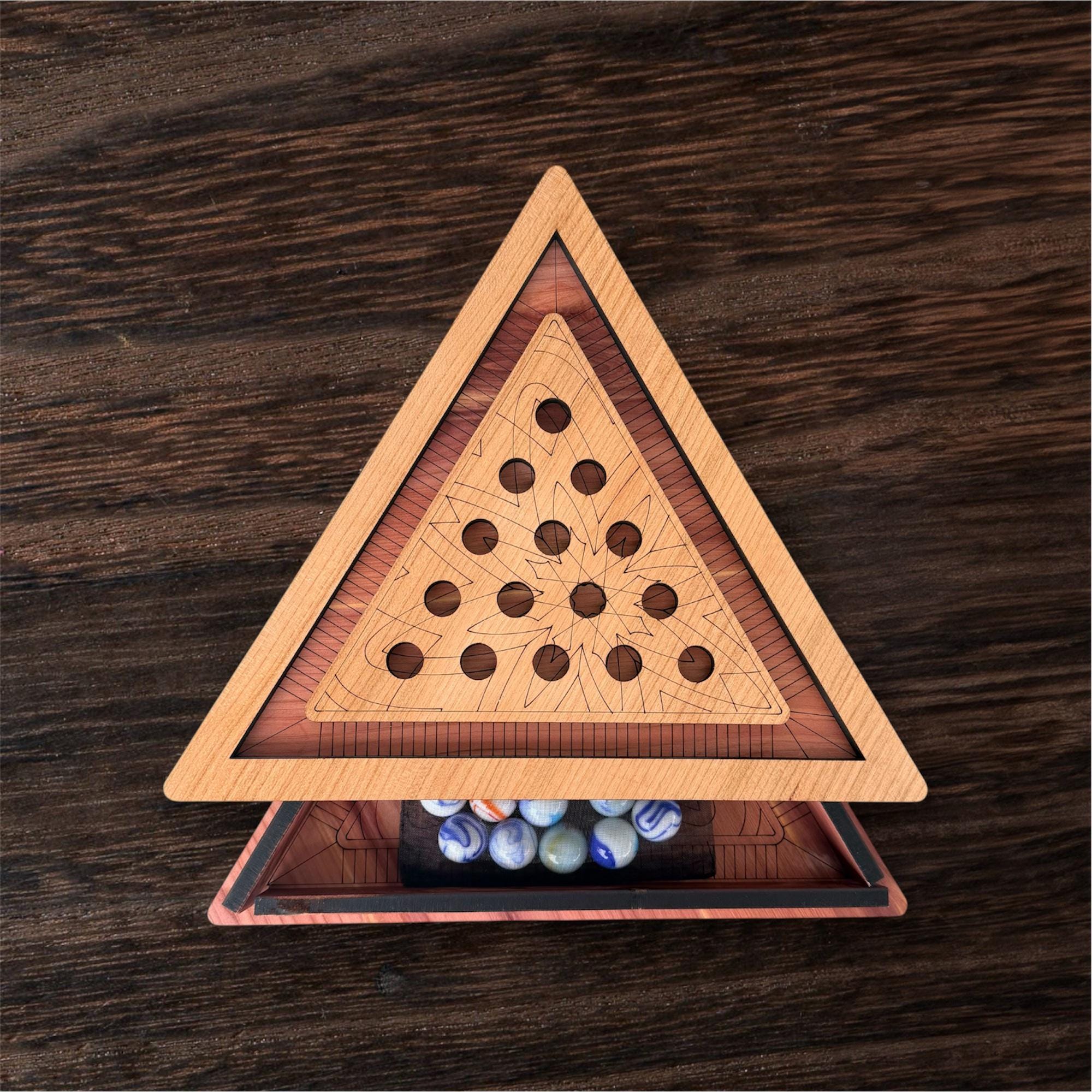 Handcrafted Wooden Triangle Solitaire Game – Heirloom Gift | Geometric Brain Teaser | Artisan Wood Gift | Rustic Home Decor - Image 5