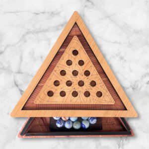 Handcrafted Wooden Triangle Solitaire Game – Heirloom Gift | Geometric Brain Teaser | Artisan Wood Gift | Rustic Home Decor