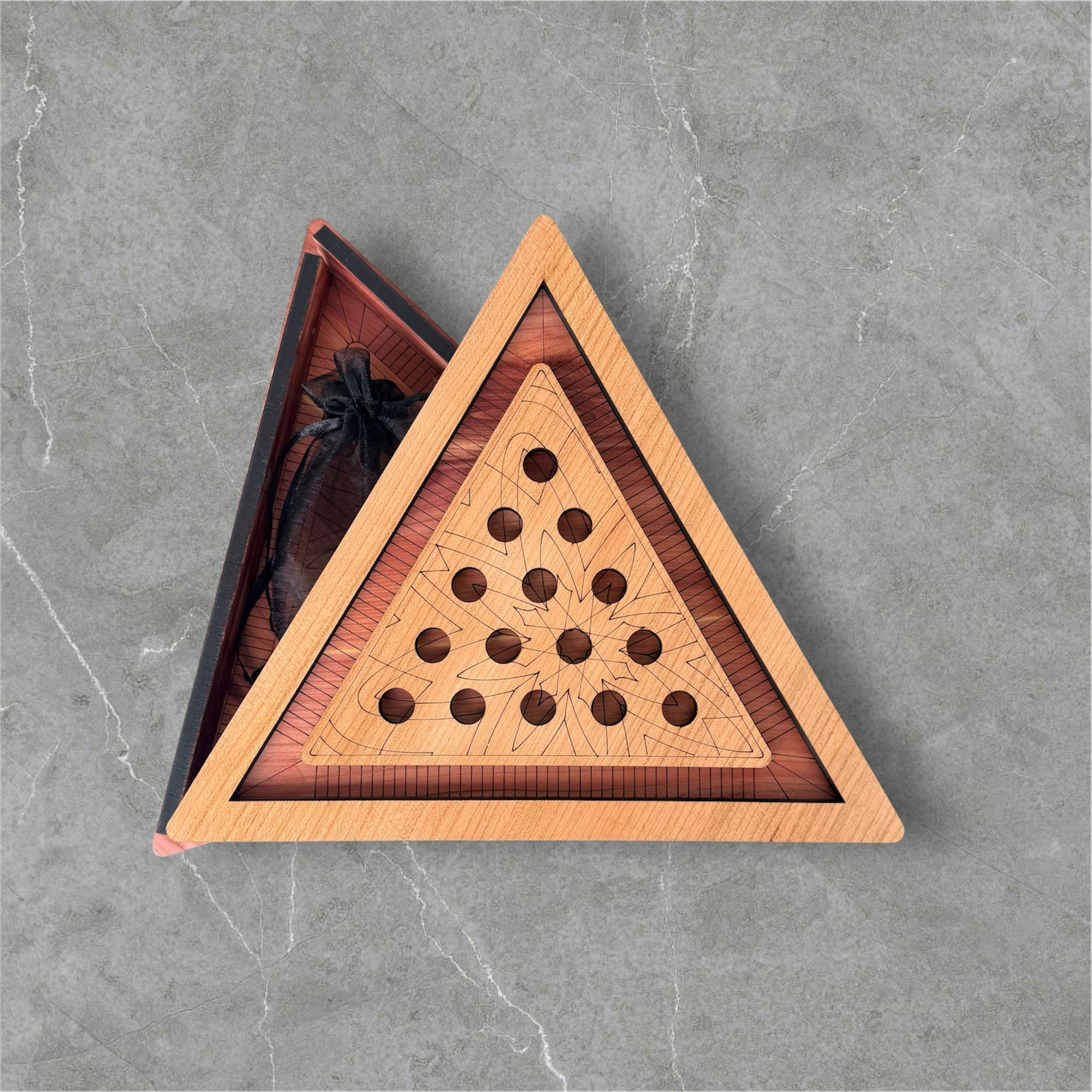 Handcrafted Wooden Triangle Solitaire Game – Heirloom Gift | Geometric Brain Teaser | Artisan Wood Gift | Rustic Home Decor - Image 8