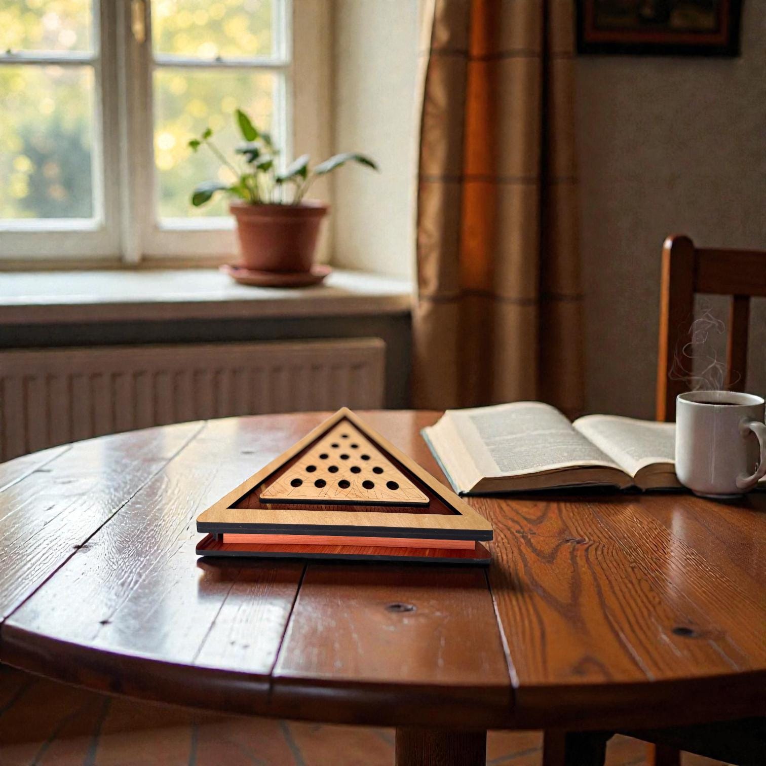 Handcrafted Wooden Triangle Solitaire Game – Heirloom Gift | Geometric Brain Teaser | Artisan Wood Gift | Rustic Home Decor - Image 3