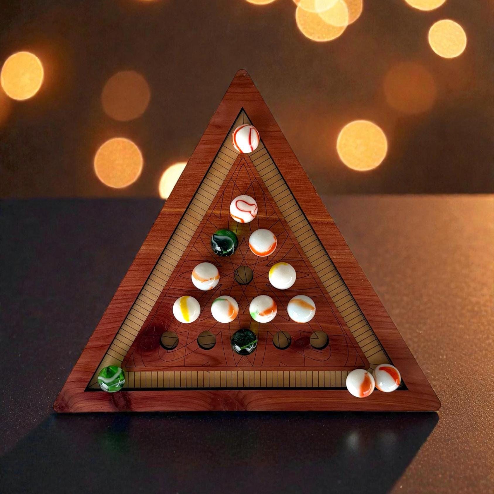 Handcrafted Wooden Triangle Solitaire Game – Heirloom Gift | Geometric Brain Teaser | Artisan Wood Gift | Rustic Home Decor - Image 4