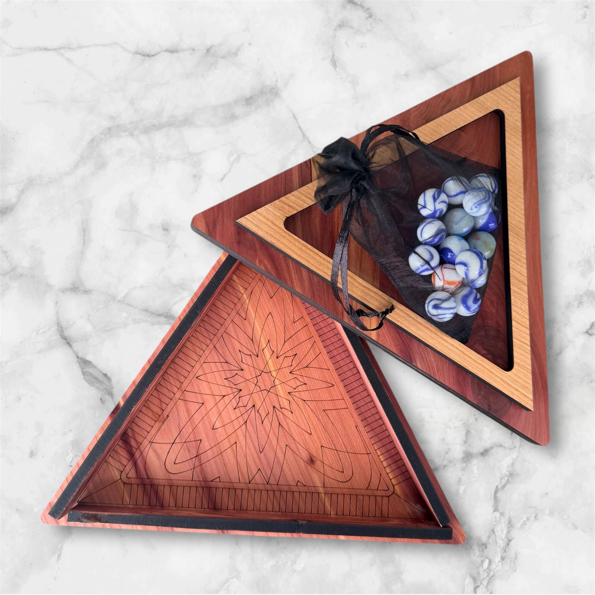 Handcrafted Wooden Triangle Solitaire Game – Heirloom Gift | Geometric Brain Teaser | Artisan Wood Gift | Rustic Home Decor - Image 9