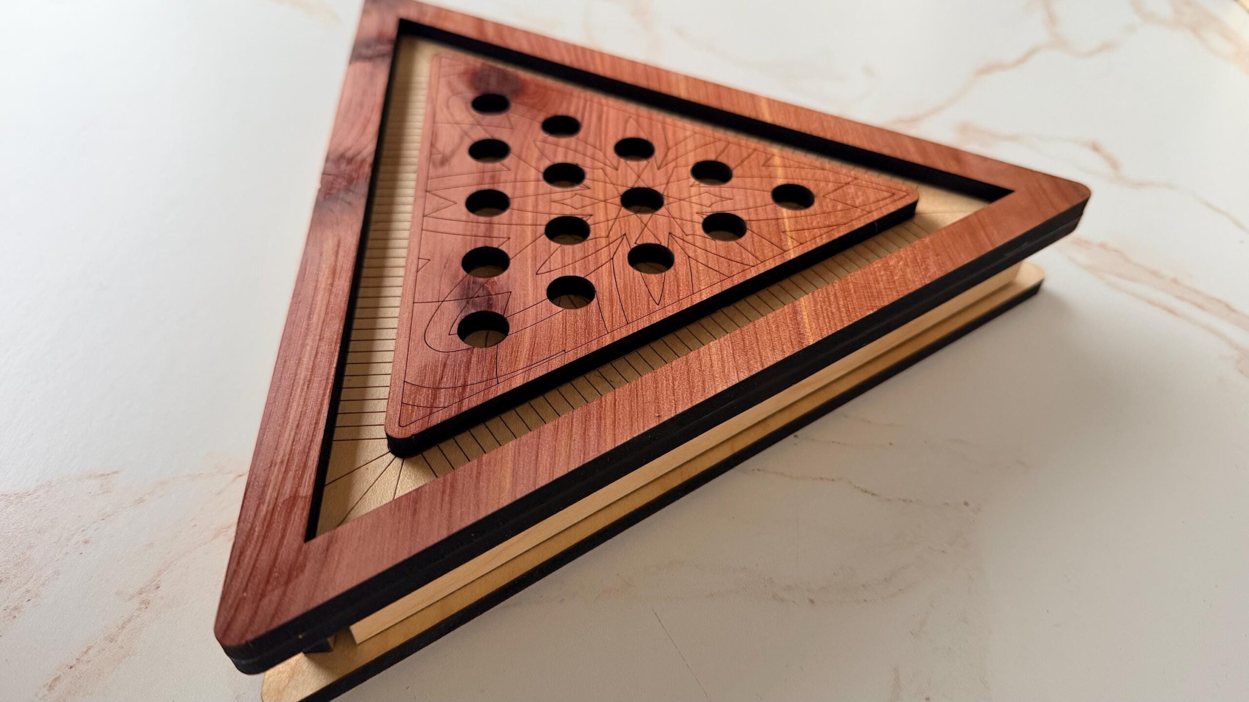 Handcrafted Wooden Triangle Solitaire Game – Heirloom Gift | Geometric Brain Teaser | Artisan Wood Gift | Rustic Home Decor - Image 11