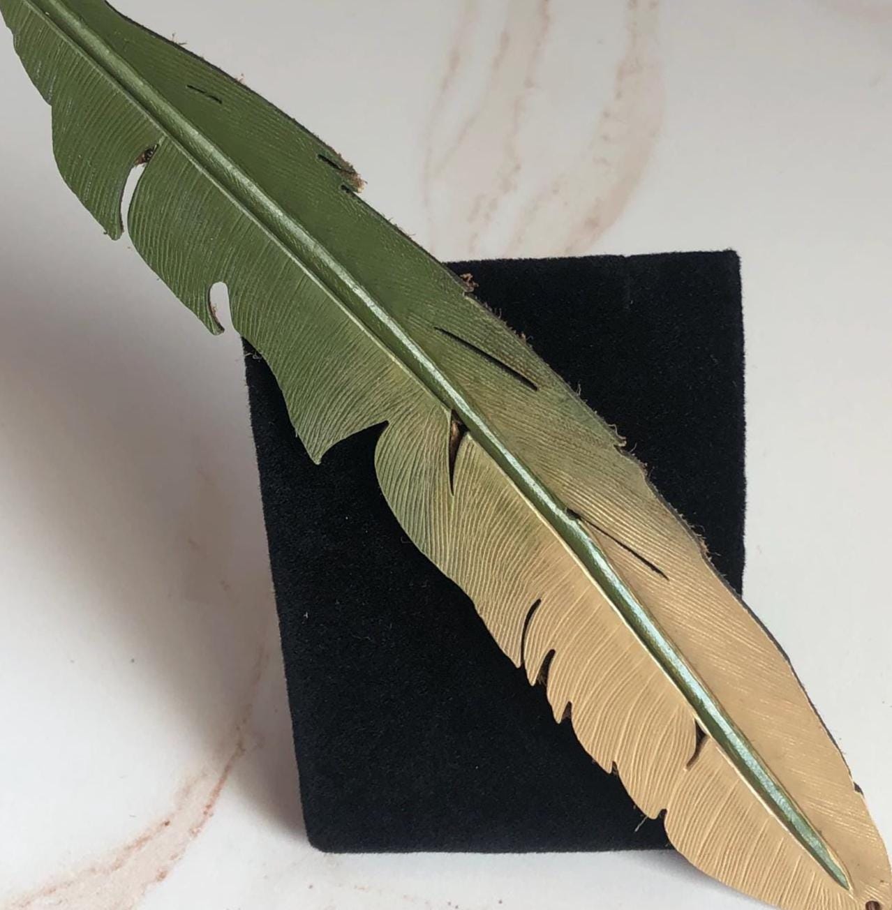 Leather Bookmark | Feather Painted Bookmarks | 3rd anniversary Gift | Leather Goods | Gifts under 20 - Image 3