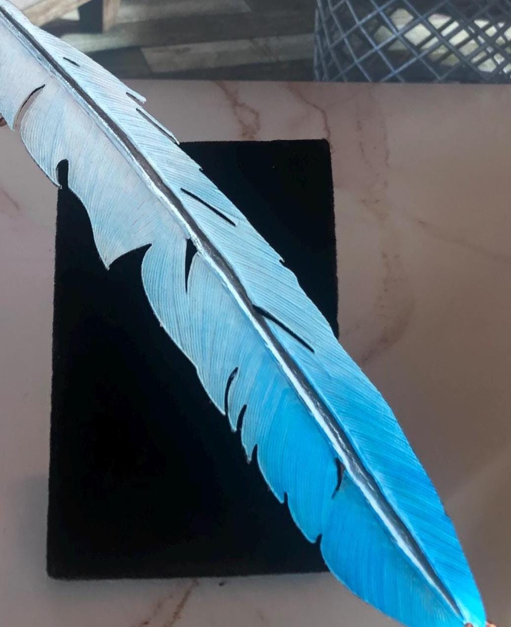 Leather Bookmark | Feather Painted Bookmarks | 3rd anniversary Gift | Leather Goods | Gifts under 20 - Image 7