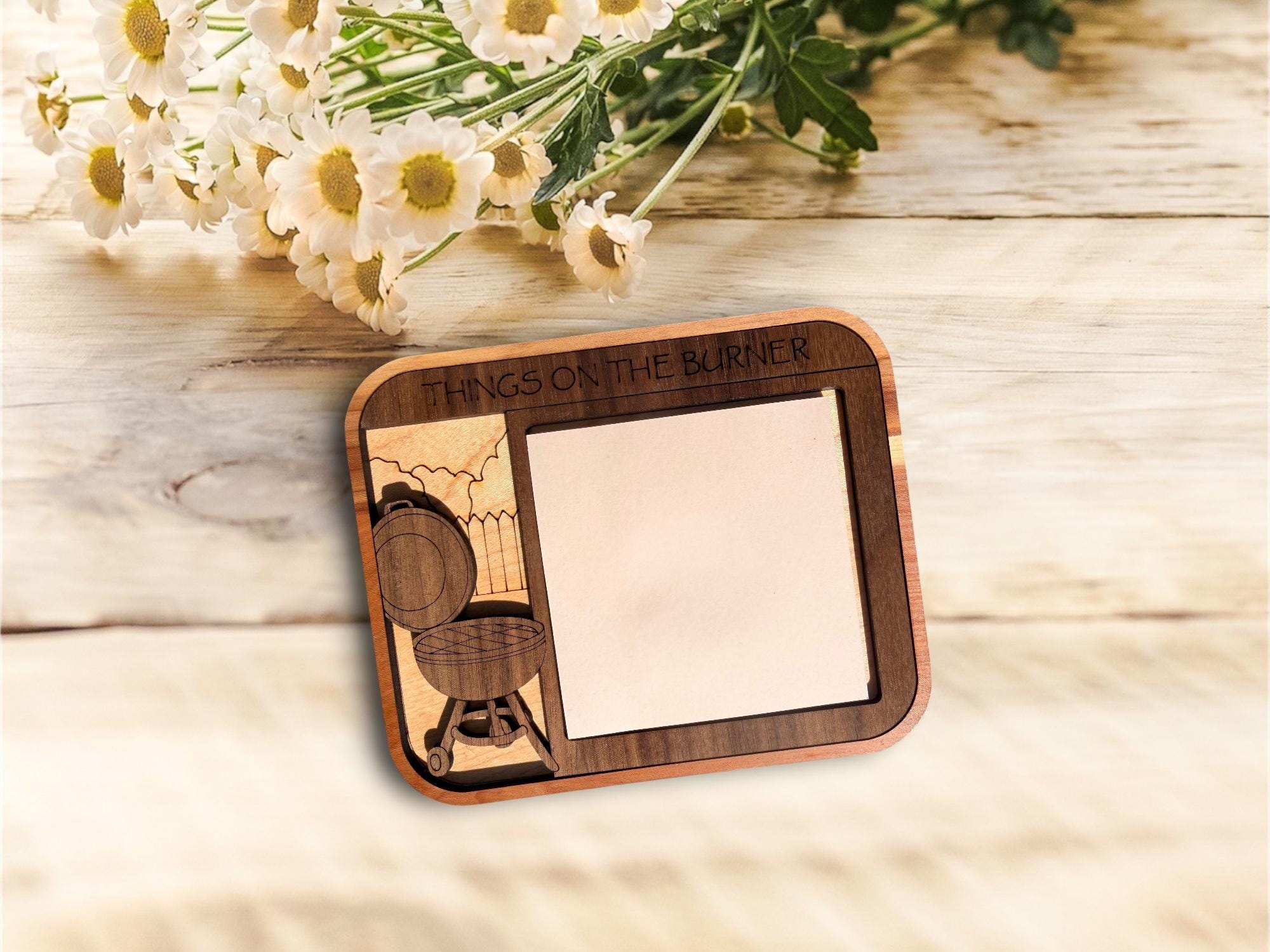 Hobby Wooden Sticky Note Holder | Engraved Desk Organizer | Gift for Readers, Gardener, Cook | Rustic Office Decor | Personalized Golf Gift - Image 5
