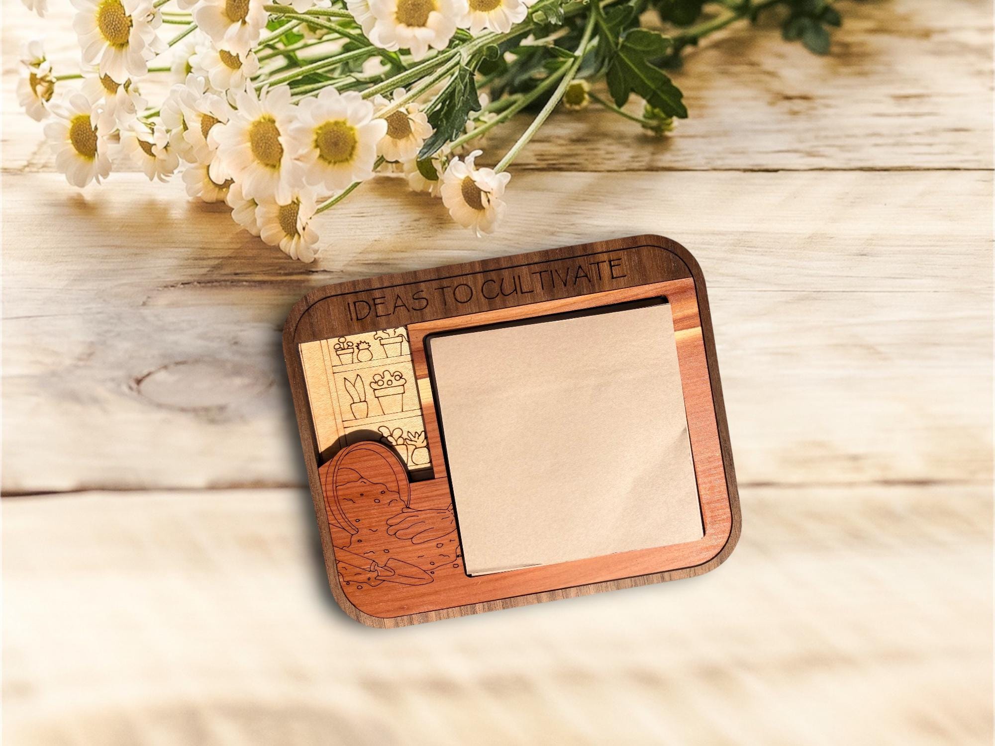 Hobby Wooden Sticky Note Holder | Engraved Desk Organizer | Gift for Readers, Gardener, Cook | Rustic Office Decor | Personalized Golf Gift - Image 8
