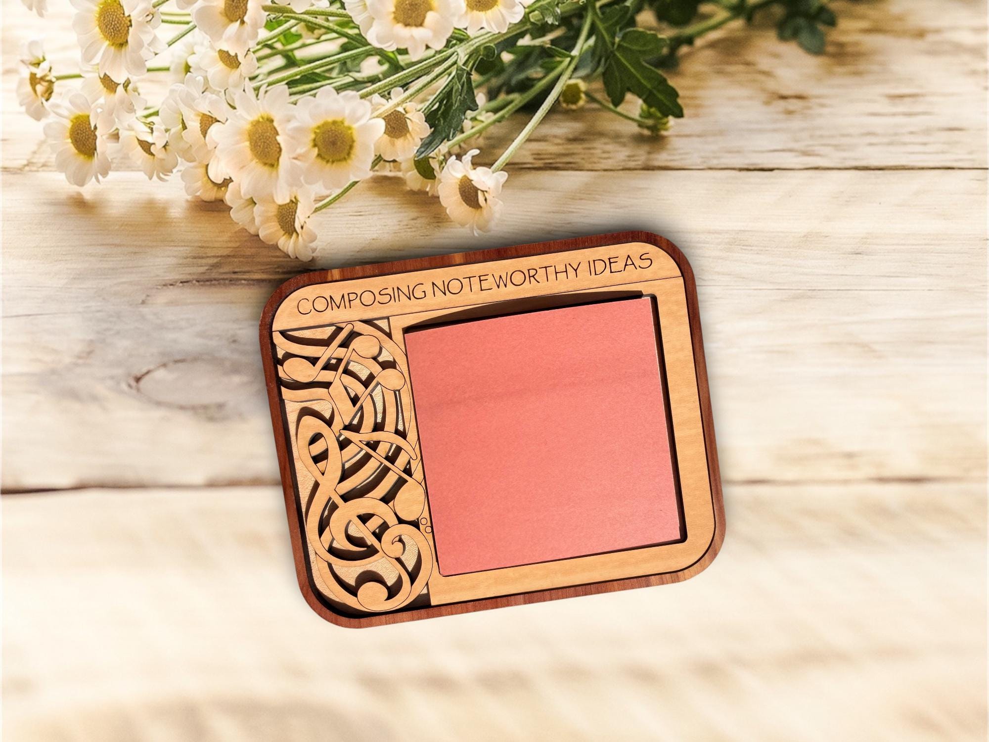 Hobby Wooden Sticky Note Holder | Engraved Desk Organizer | Gift for Readers, Gardener, Cook | Rustic Office Decor | Personalized Golf Gift - Image 2