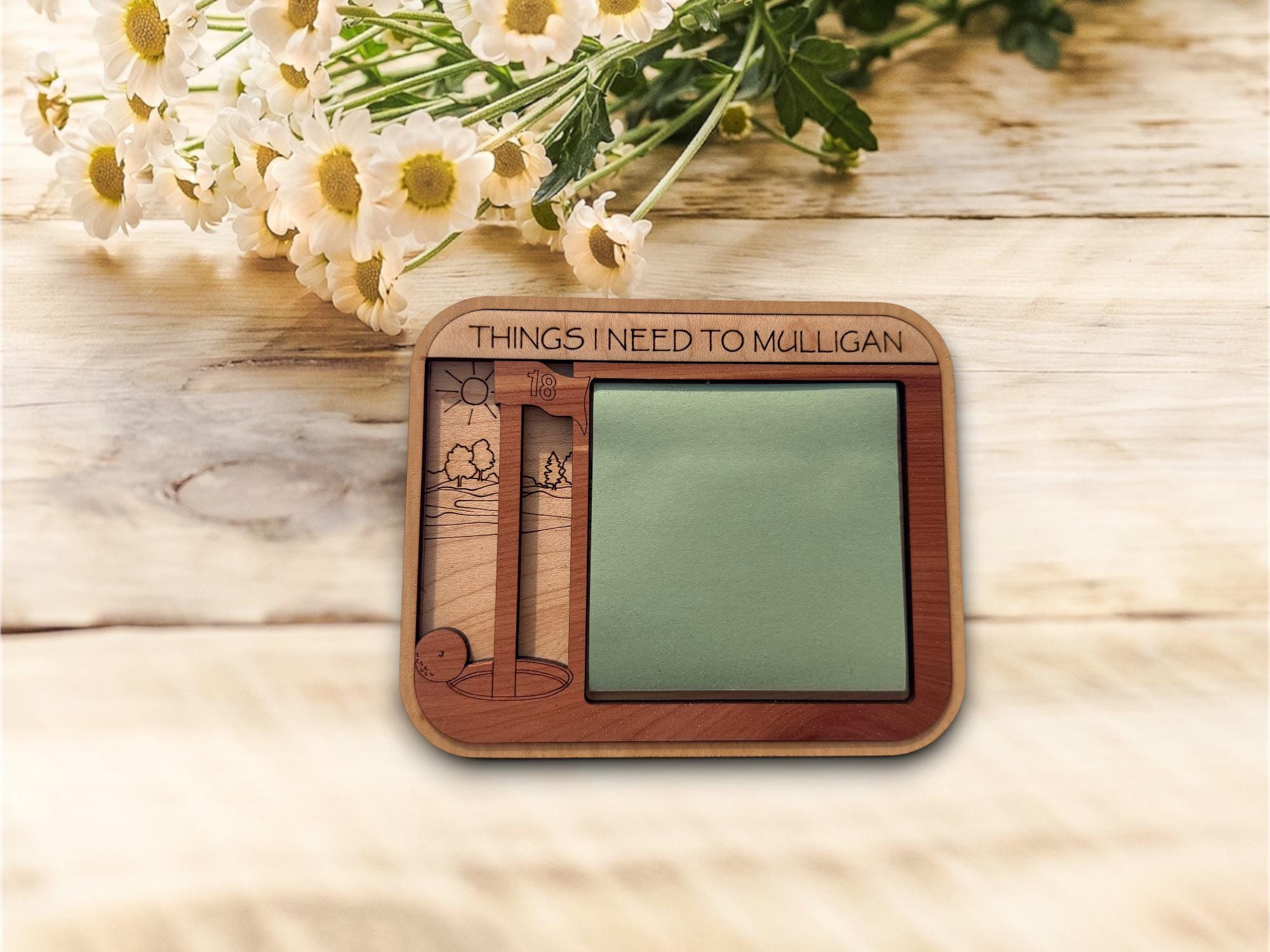Hobby Wooden Sticky Note Holder | Engraved Desk Organizer | Gift for Readers, Gardener, Cook | Rustic Office Decor | Personalized Golf Gift - Image 12