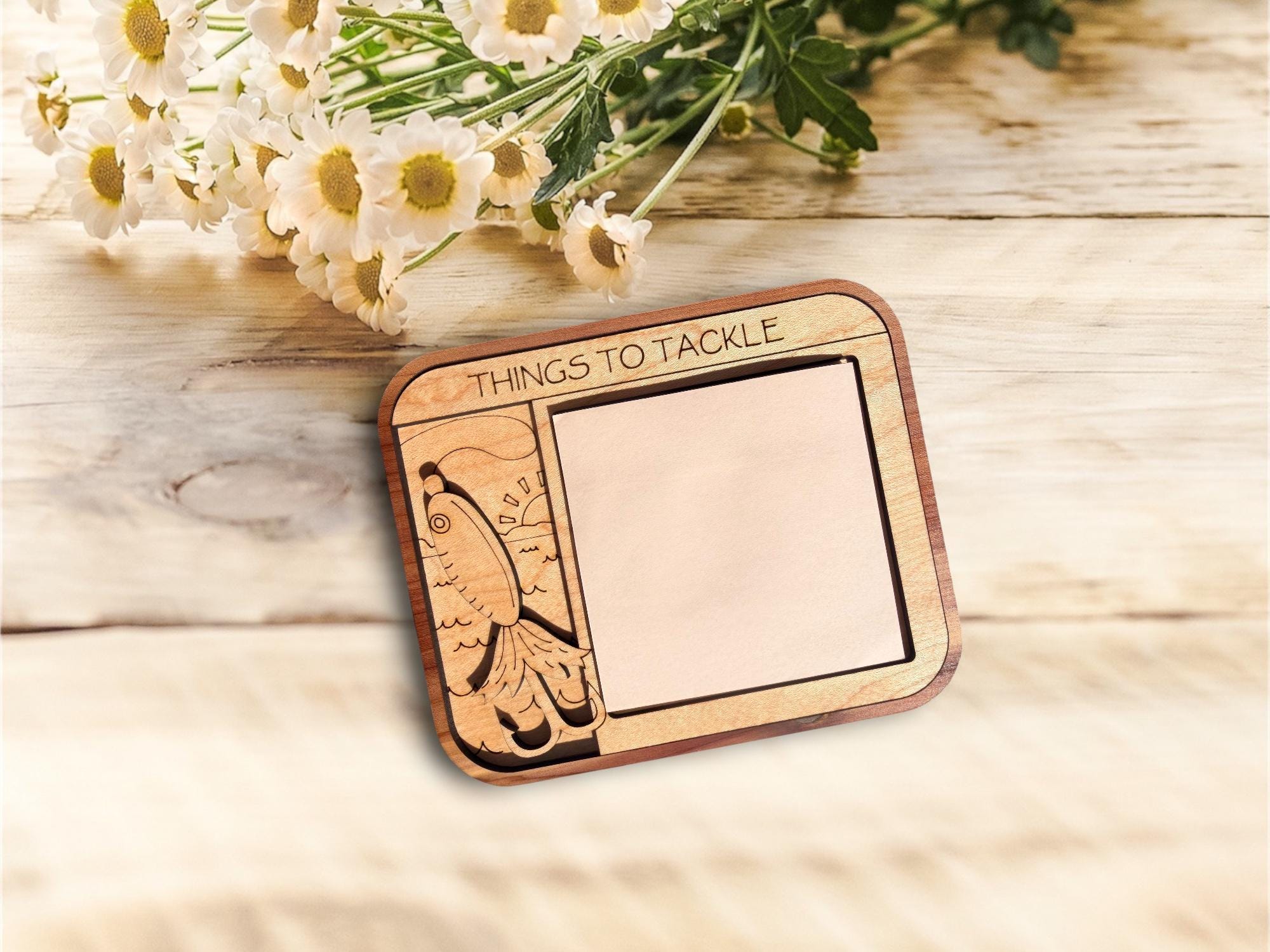 Hobby Wooden Sticky Note Holder | Engraved Desk Organizer | Gift for Readers, Gardener, Cook | Rustic Office Decor | Personalized Golf Gift - Image 9