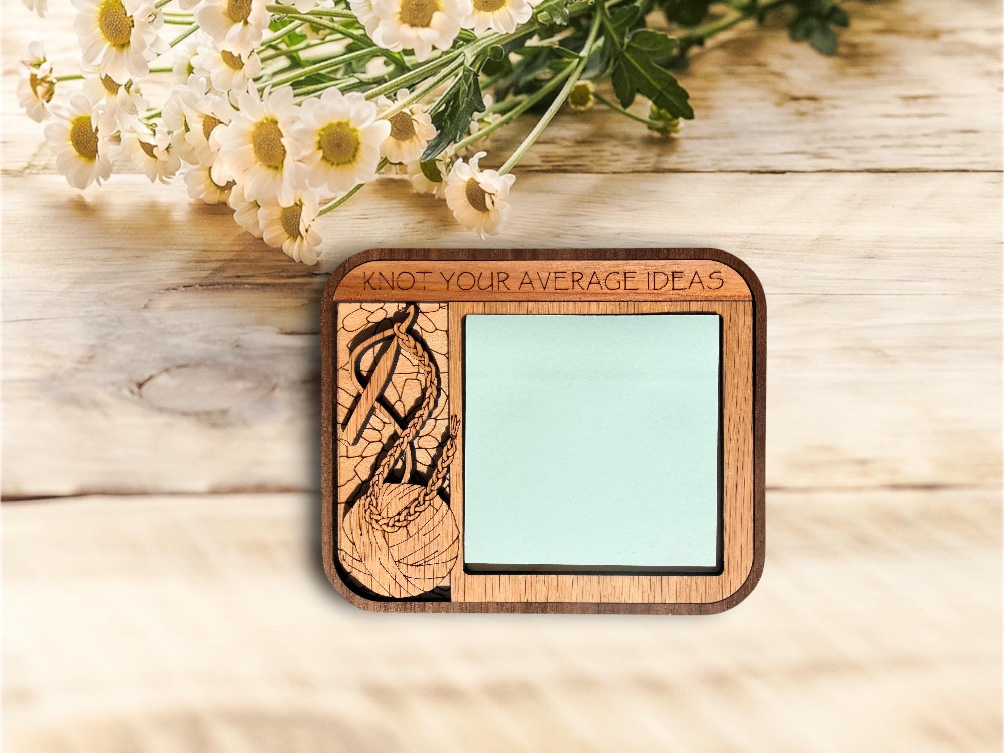 Hobby Wooden Sticky Note Holder | Engraved Desk Organizer | Gift for Readers, Gardener, Cook | Rustic Office Decor | Personalized Golf Gift - Image 3