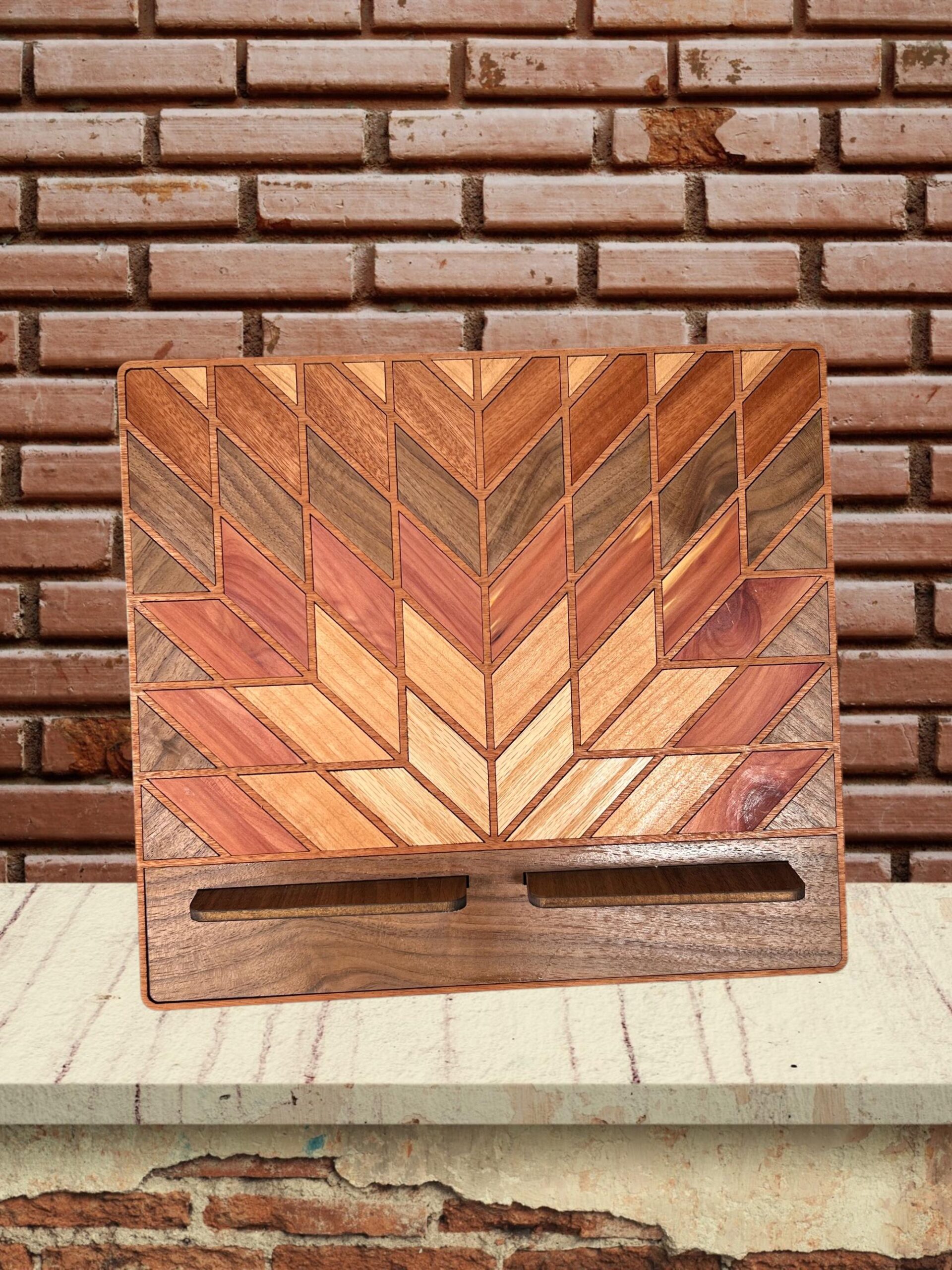 Southwest Mountain Cookbook Stand | Cookbook Holder for Counter | Geometric Wood Book Stand | Quilter Kitchen Gift | Kitchen Gift for Baker