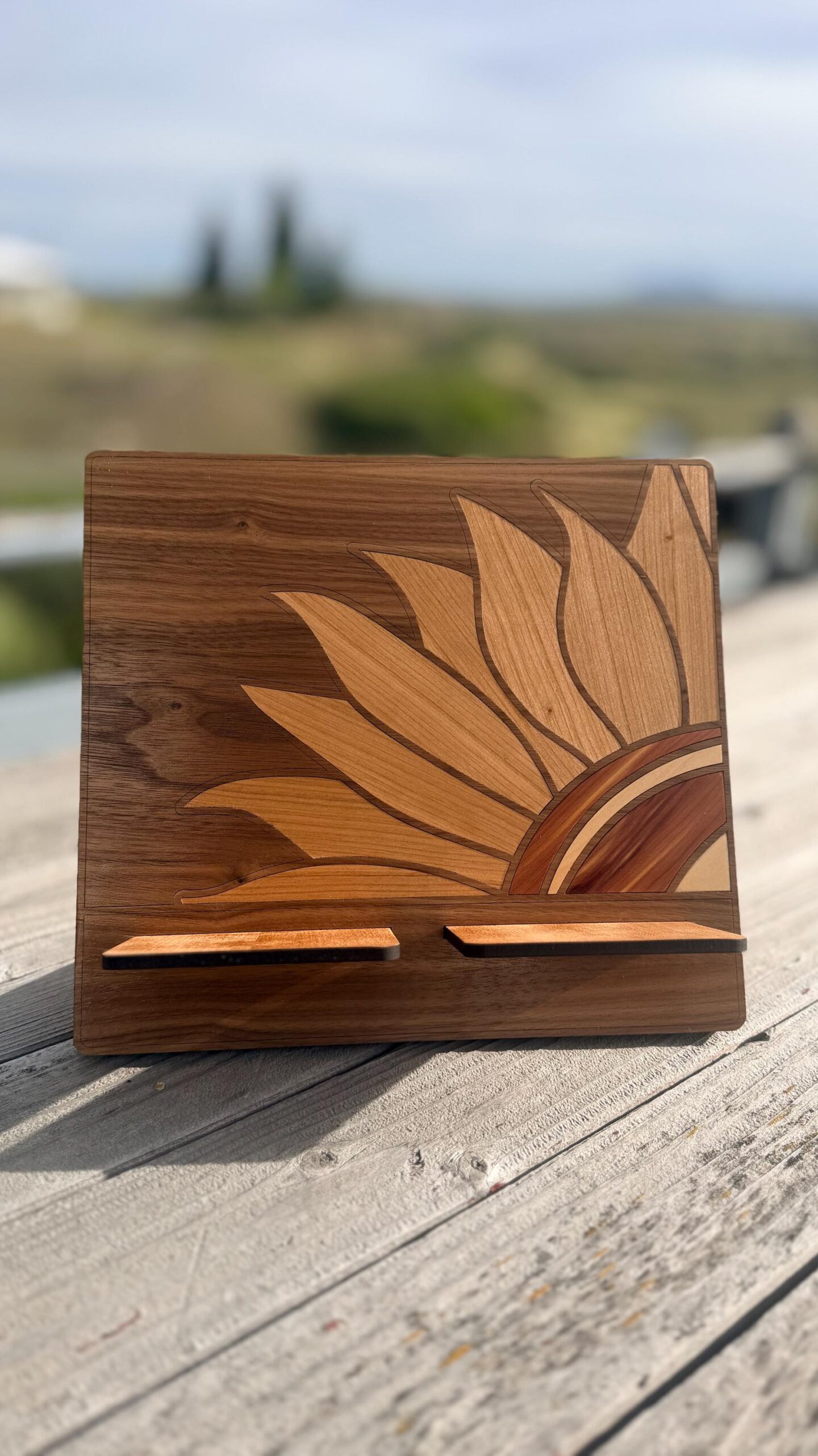 Customized Sunflower Wood Tablet Stand: Cookbook Holder - Image 14