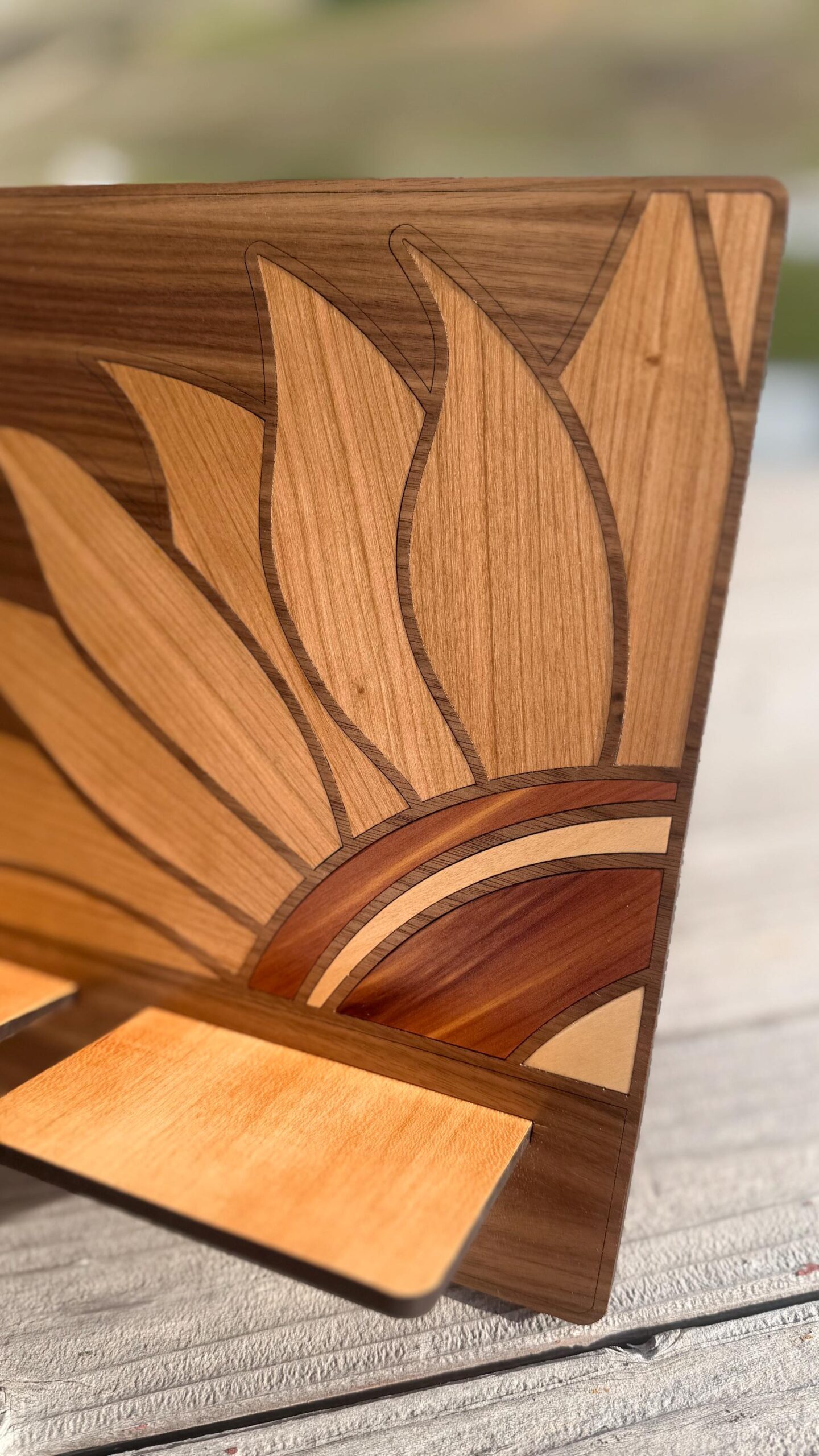 Customized Sunflower Wood Tablet Stand: Cookbook Holder - Image 2