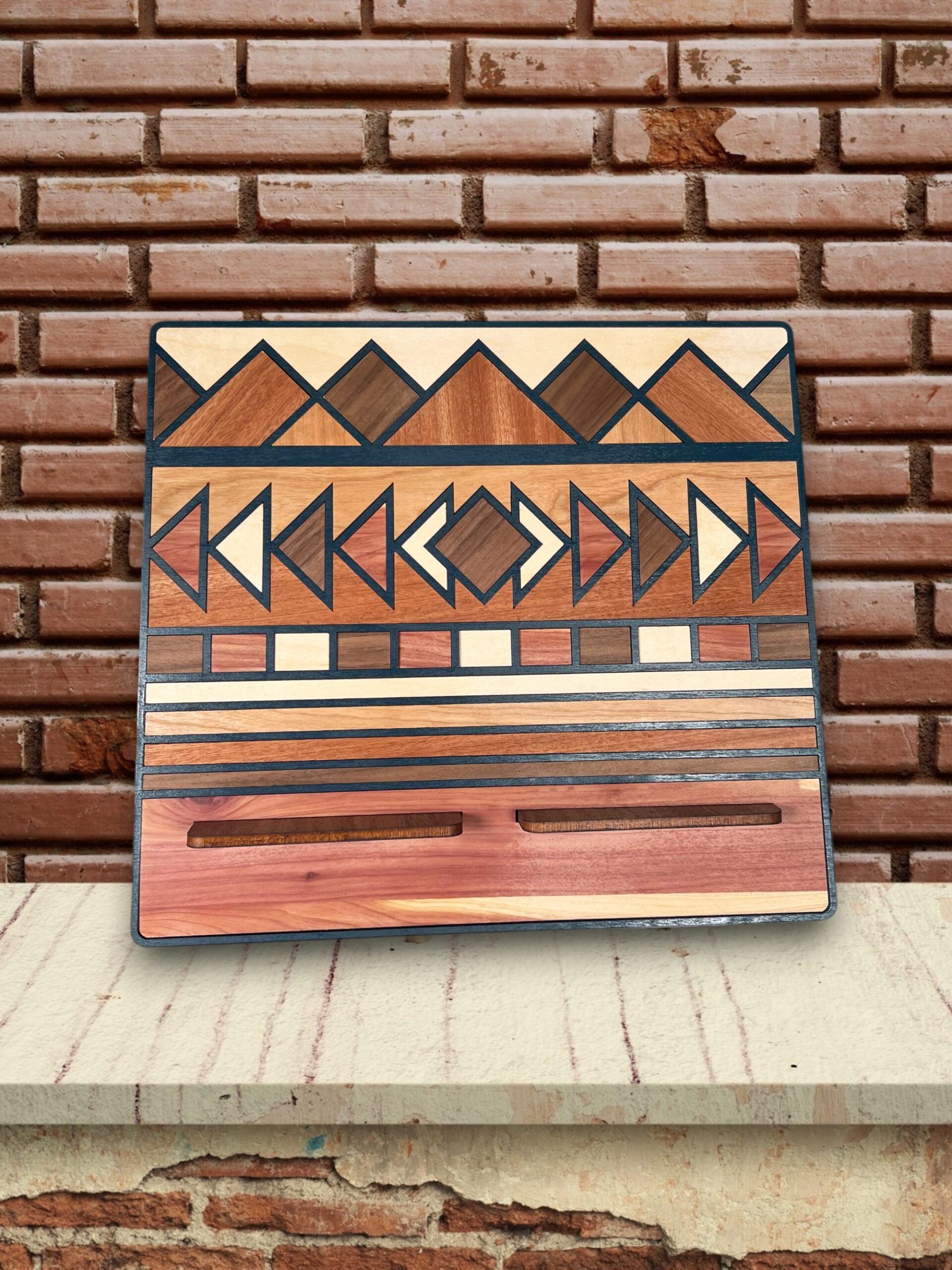 Southwest Mountain Cookbook Stand | Cookbook Holder for Counter | Geometric Wood Book Stand | Quilter Kitchen Gift | Kitchen Gift for Baker - Image 2